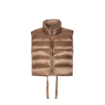 Max Mara Favilla Water-Repellent Padded Cropped Gilet in Honey | Vests | Coveti
