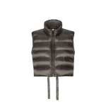 Max Mara Favilla Water-Repellent Padded Cropped Gilet in Khaki | Vests | Coveti