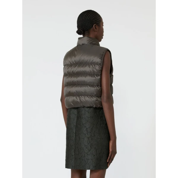 Max Mara Favilla Water-Repellent Padded Cropped Gilet in Khaki | Vests | Coveti