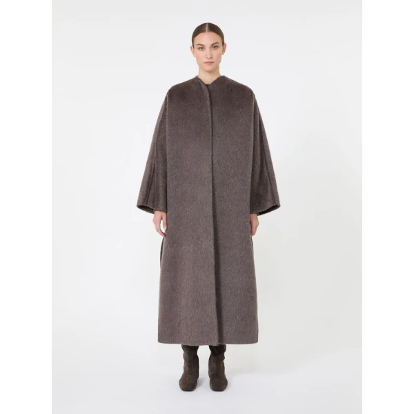 Max Mara Febo Oversized Camel and Mohair Coat in Mud | Wool Coat | Coveti