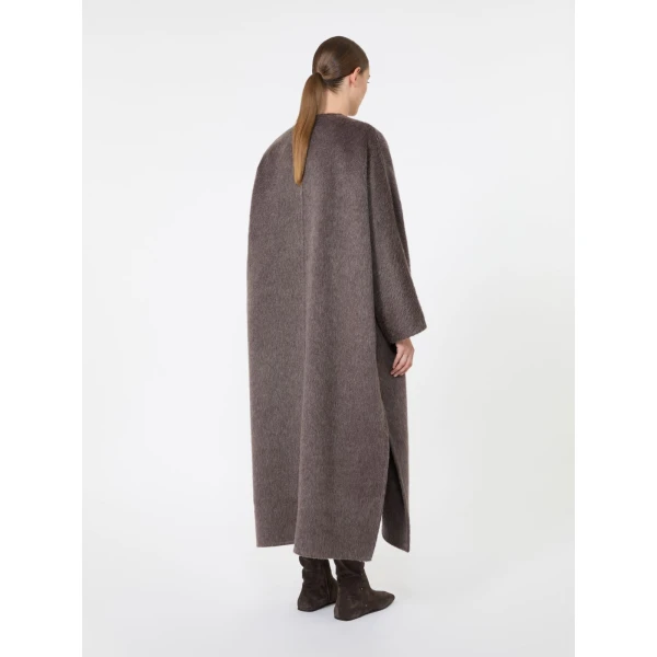 Max Mara Febo Oversized Camel and Mohair Coat in Mud | Wool Coat | Coveti