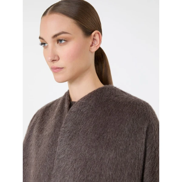 Max Mara Febo Oversized Camel and Mohair Coat in Mud | Wool Coat | Coveti
