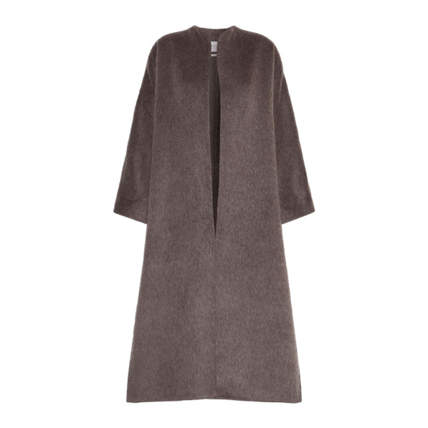 Max Mara Febo Oversized Camel and Mohair Coat in Mud | Wool Coat | Coveti