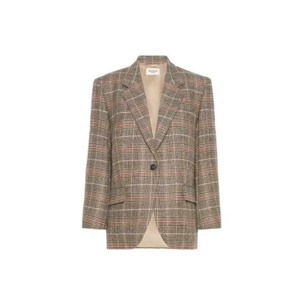 Max Mara Febo Prince of Wales Check Wool Blazer in Camel | Blazers | Coveti