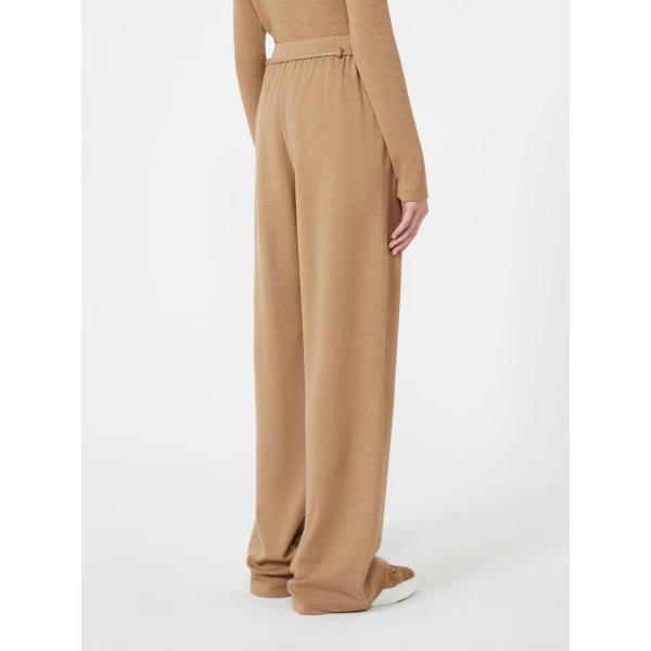 Max Mara Feltre Double Wool Jersey Trousers in Camel | Wide leg pants | Coveti
