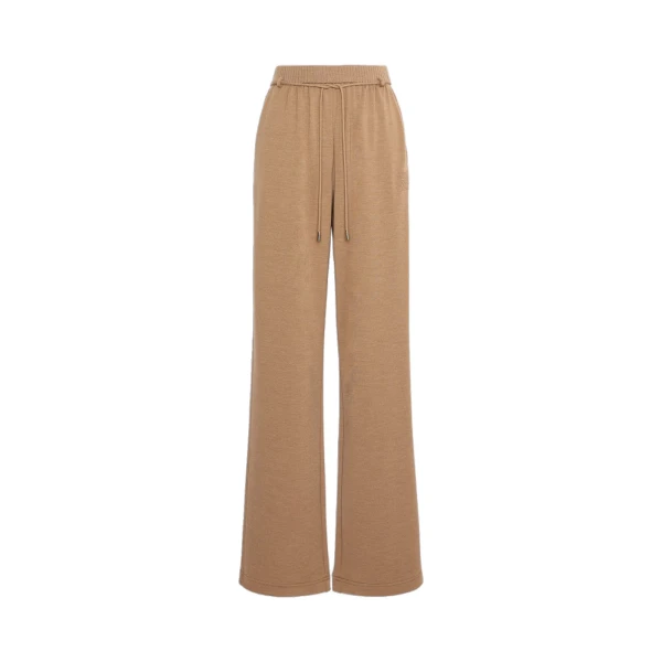 Feltre Double Wool Jersey Trousers in Camel