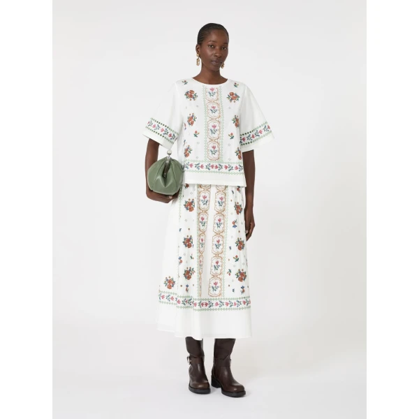 Max Mara Feltre Embroidered T-Shirt in White | T-shirts | Coveti