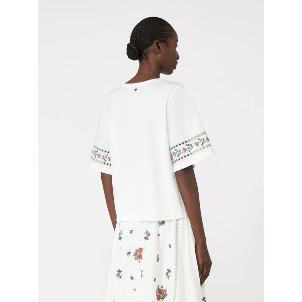 Max Mara Feltre Embroidered T-Shirt in White | T-shirts | Coveti