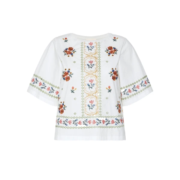 Max Mara Feltre Embroidered T-Shirt in White | T-shirts | Coveti