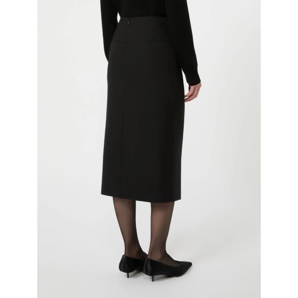 Max Mara Fenice Draped Wool Twill Pencil Skirt in Black | Pencil Skirts | Coveti