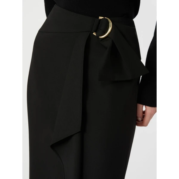 Max Mara Fenice Draped Wool Twill Pencil Skirt in Black | Pencil Skirts | Coveti