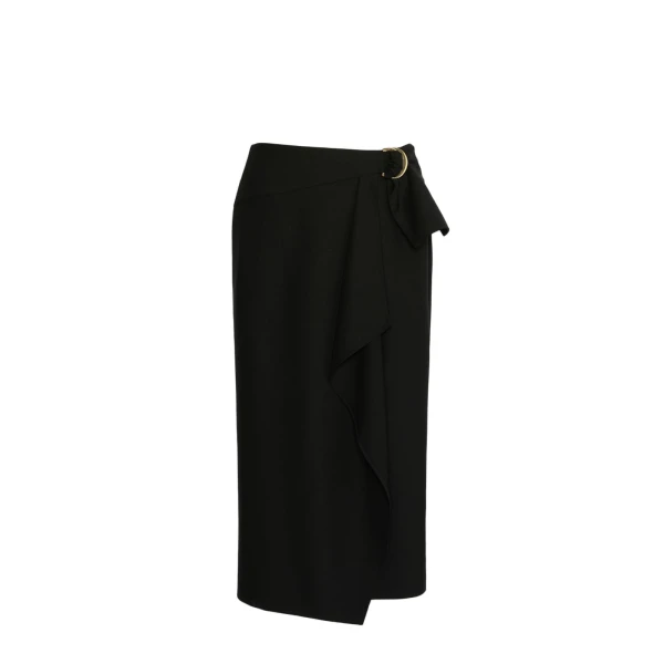 Max Mara Fenice Draped Wool Twill Pencil Skirt in Black | Pencil Skirts | Coveti