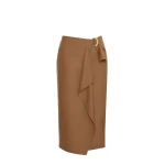 Max Mara Fenice Draped Wool Twill Pencil Skirt in Tobacco | Pencil Skirts | Coveti