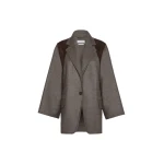 Max Mara Fenice Oversized Double Wool Jacket in Brown Grey | Blazers | Coveti