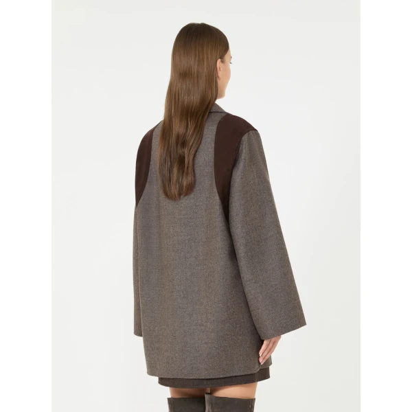 Max Mara Fenice Oversized Double Wool Jacket in Brown Grey | Blazers | Coveti