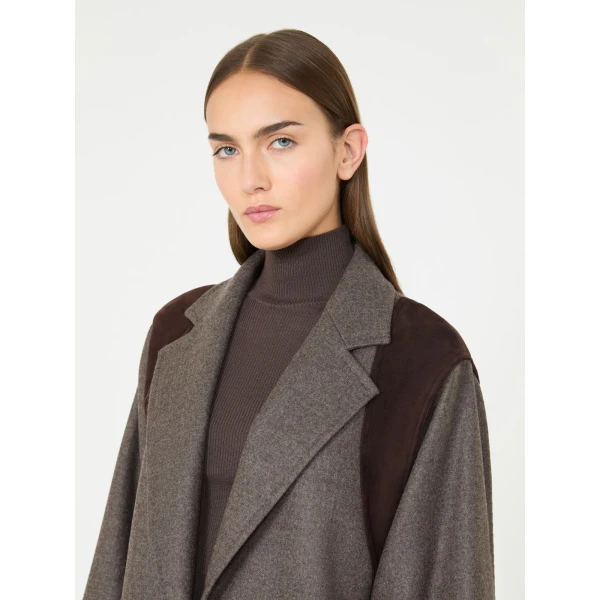 Max Mara Fenice Oversized Double Wool Jacket in Brown Grey | Blazers | Coveti