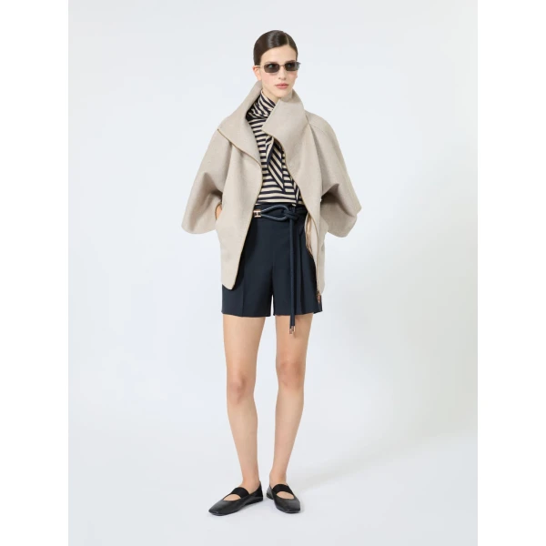 Max Mara Fenice Viscose Sweater with Scarf in Stone Grey | Sweaters | Coveti