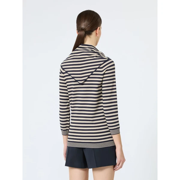 Max Mara Fenice Viscose Sweater with Scarf in Stone Grey | Sweaters | Coveti
