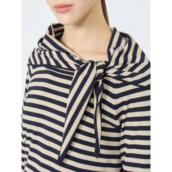 Max Mara Fenice Viscose Sweater with Scarf in Stone Grey | Sweaters | Coveti