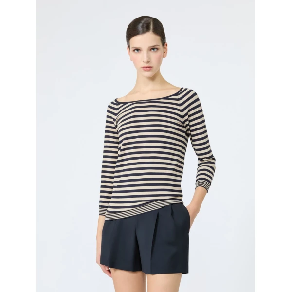 Max Mara Fenice Viscose Sweater with Scarf in Stone Grey | Sweaters | Coveti