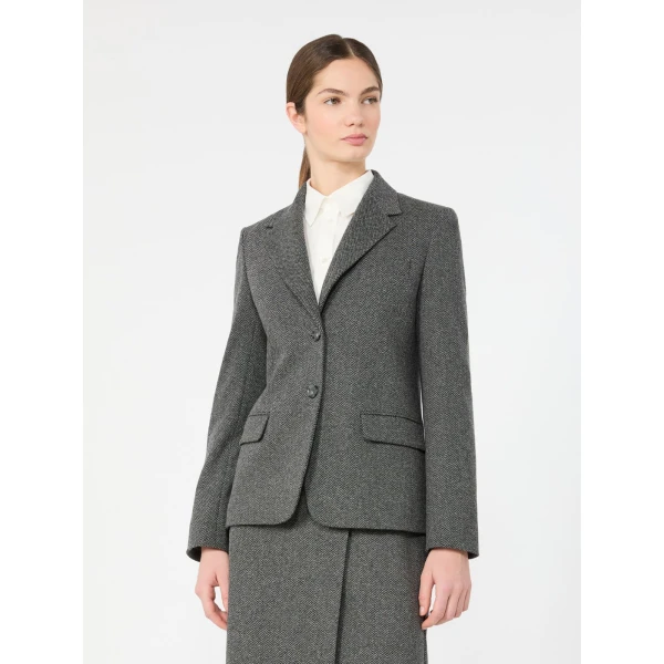 Max Mara Feroce Jacquard Jersey Blazer in Medium Grey | Blazers | Coveti