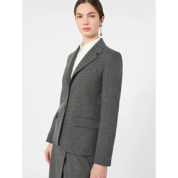 Max Mara Feroce Jacquard Jersey Blazer in Medium Grey | Blazers | Coveti