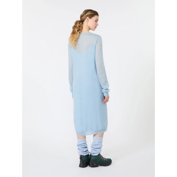 Max Mara Fervore Mohair Blend Midi Dress in Light Blue | Midi Dresses | Coveti