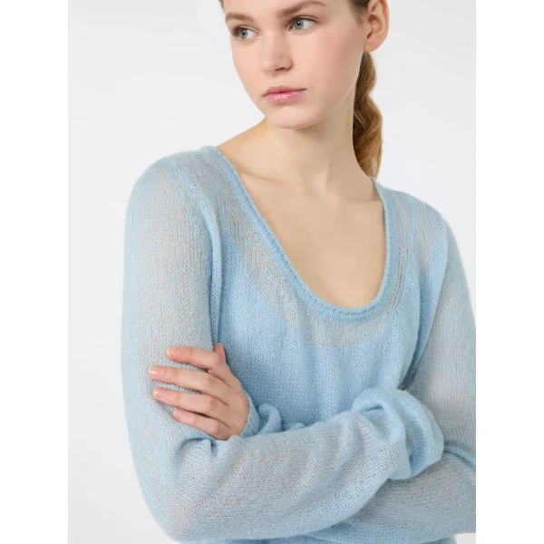 Max Mara Fervore Mohair Blend Midi Dress in Light Blue | Midi Dresses | Coveti