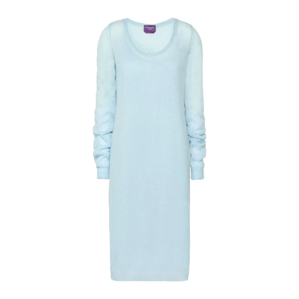 Max Mara Fervore Mohair Blend Midi Dress in Light Blue | Midi Dresses | Coveti