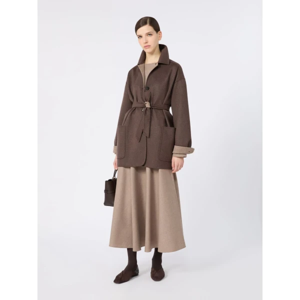 Max Mara Fervore Single-Breasted Cashmere Foule Jacket in Dark Brown | Blazers | Coveti