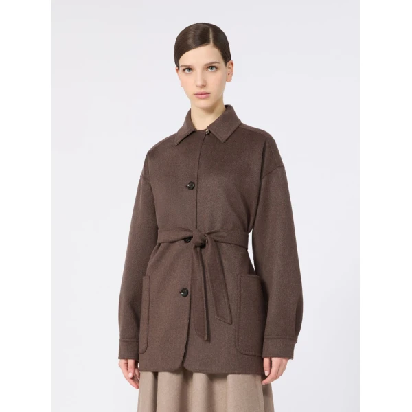 Max Mara Fervore Single-Breasted Cashmere Foule Jacket in Dark Brown | Blazers | Coveti