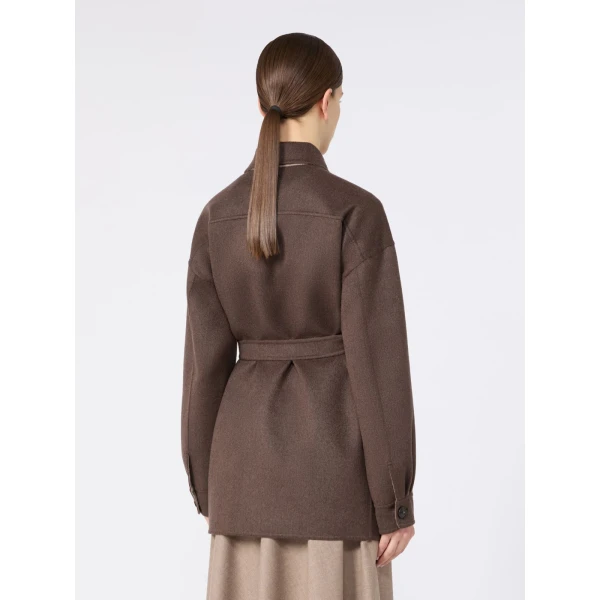 Max Mara Fervore Single-Breasted Cashmere Foule Jacket in Dark Brown | Blazers | Coveti