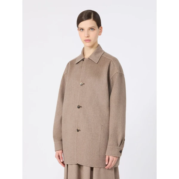 Max Mara Fervore Single-Breasted Cashmere Foule Jacket in Dark Brown | Blazers | Coveti