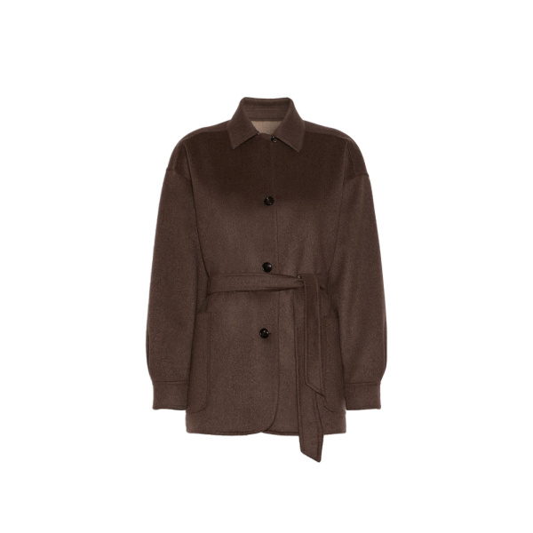 Max Mara Fervore Single-Breasted Cashmere Foule Jacket in Dark Brown | Blazers | Coveti