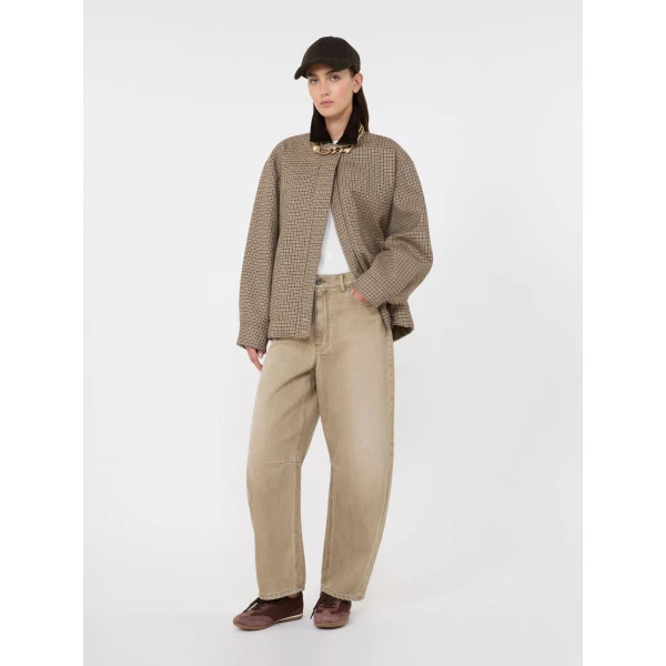 Max Mara Festa Houndstooth Wool Bomber Jacket in Brown | Jackets | Coveti