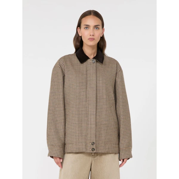 Max Mara Festa Houndstooth Wool Bomber Jacket in Brown | Jackets | Coveti