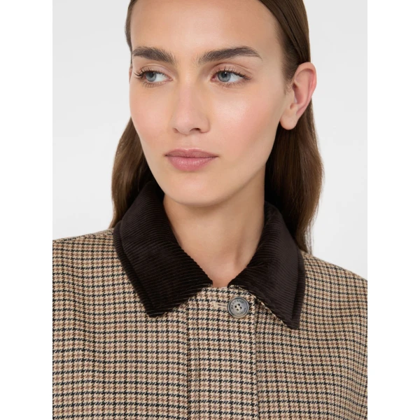 Max Mara Festa Houndstooth Wool Bomber Jacket in Brown | Jackets | Coveti
