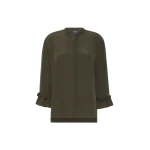 Max Mara Fiabe Silk Crepe de Chine Shirt in Khaki | Shirts | Coveti