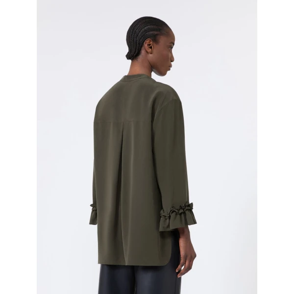 Max Mara Fiabe Silk Crepe de Chine Shirt in Khaki | Shirts | Coveti