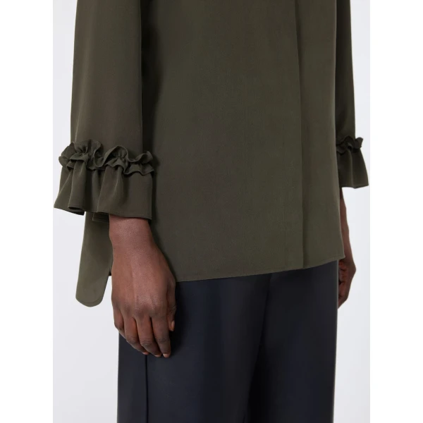 Max Mara Fiabe Silk Crepe de Chine Shirt in Khaki | Shirts | Coveti