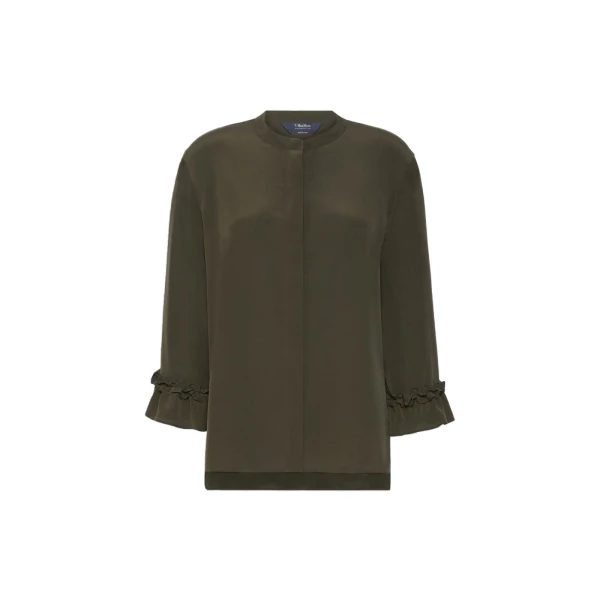 Max Mara Fiabe Silk Crepe de Chine Shirt in Khaki | Shirts | Coveti