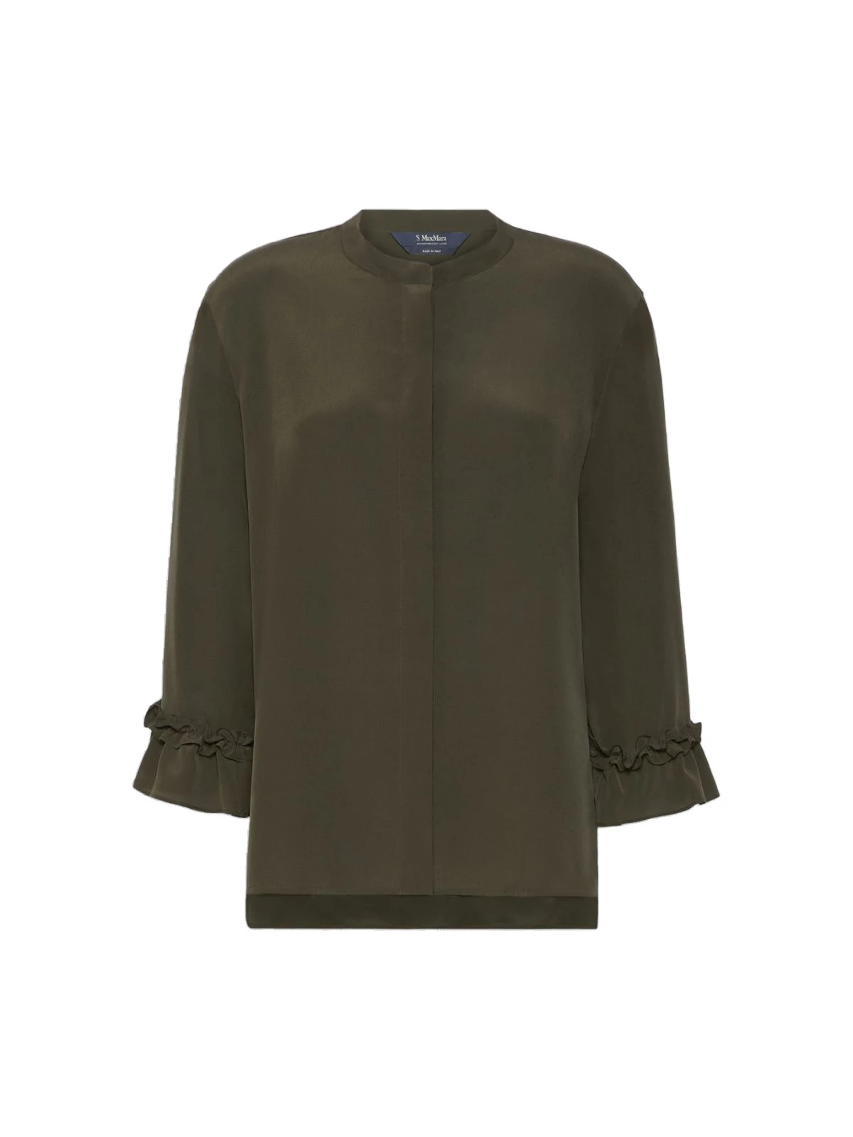 Max Mara Fiabe Silk Crepe de Chine Shirt in Khaki Max Mara Fiabe Silk Crepe de Chine Shirt in Khaki | Shirts | Coveti