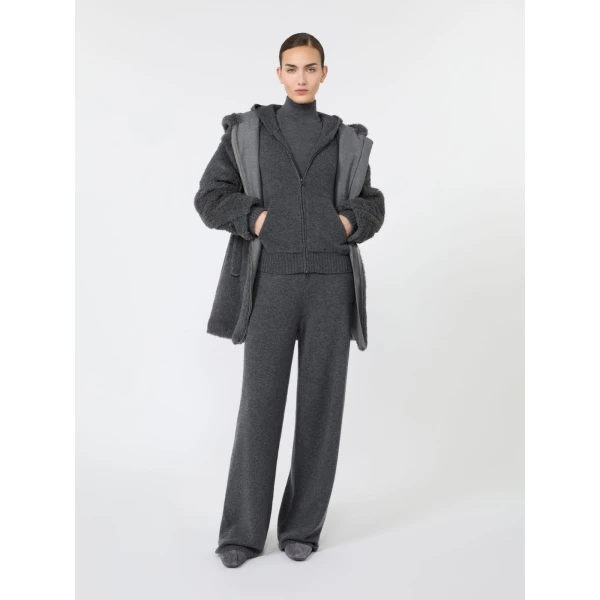 Max Mara Fiabe Wide Cashmere Trousers in Dark Grey | Wide leg pants | Coveti