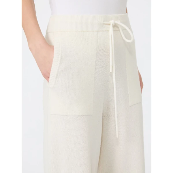 Max Mara Fiabe Wide Cashmere Trousers in White | Wide leg pants | Coveti