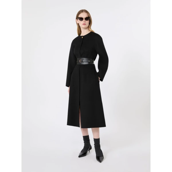 Max Mara Fiacre Wool, Cashmere and Silk Redingote Coat in Black | Wool Coat | Coveti