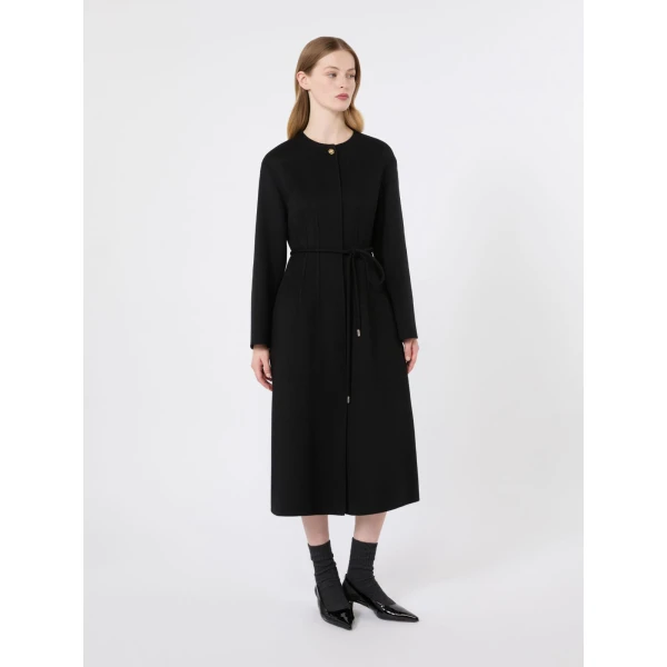 Max Mara Fiacre Wool, Cashmere and Silk Redingote Coat in Black | Wool Coat | Coveti