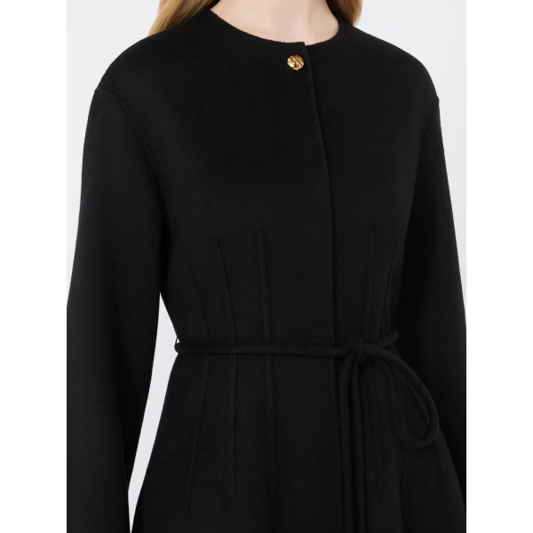 Max Mara Fiacre Wool, Cashmere and Silk Redingote Coat in Black | Wool Coat | Coveti