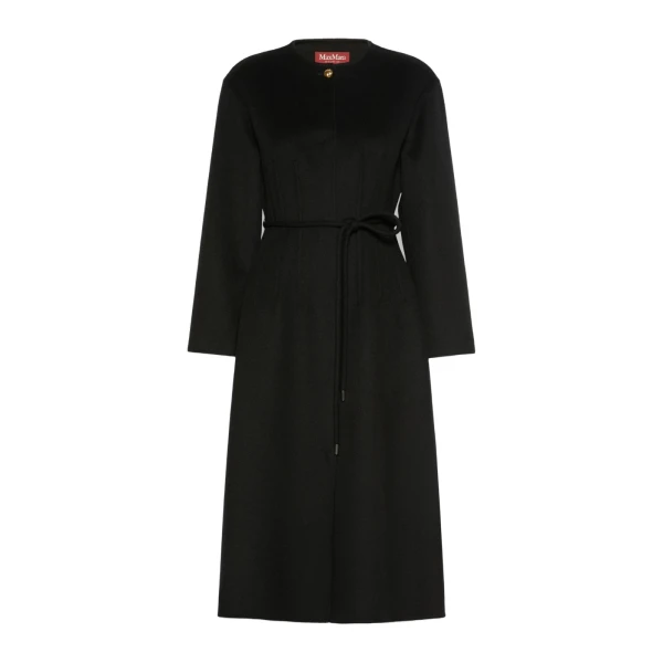Max Mara Fiacre Wool, Cashmere and Silk Redingote Coat in Black | Wool Coat | Coveti