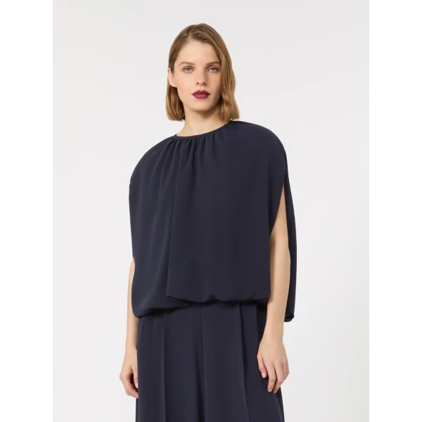 Max Mara Fieno Lightweight Cady Blouse in Midnight Blue | Blouse | Coveti