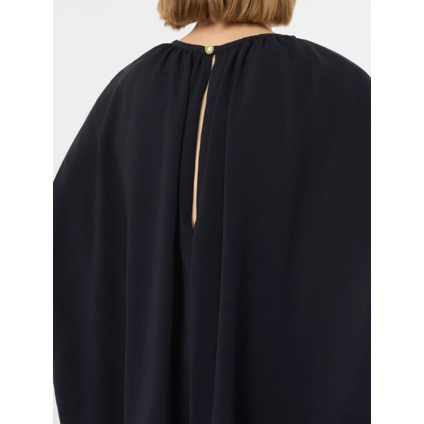 Max Mara Fieno Lightweight Cady Blouse in Midnight Blue | Blouse | Coveti